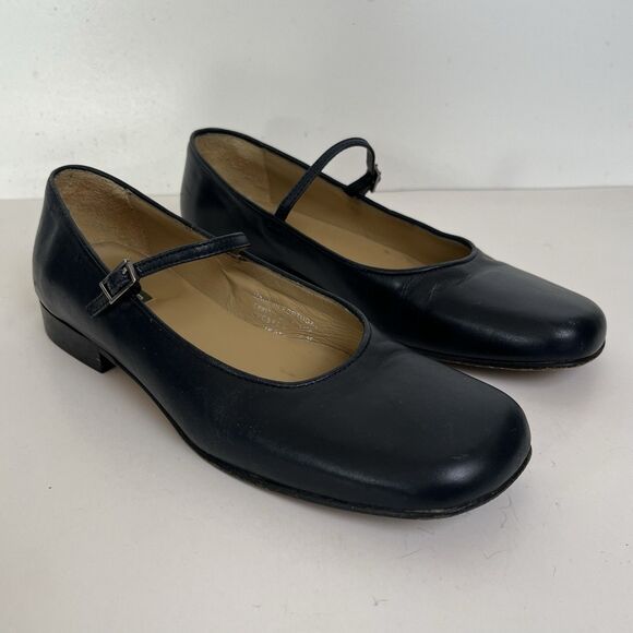 LL Bean Mary Jane Leather Shoes Sz 7 Square Toe Twee Balletcore Made in Portugal - Picture 3 of 11